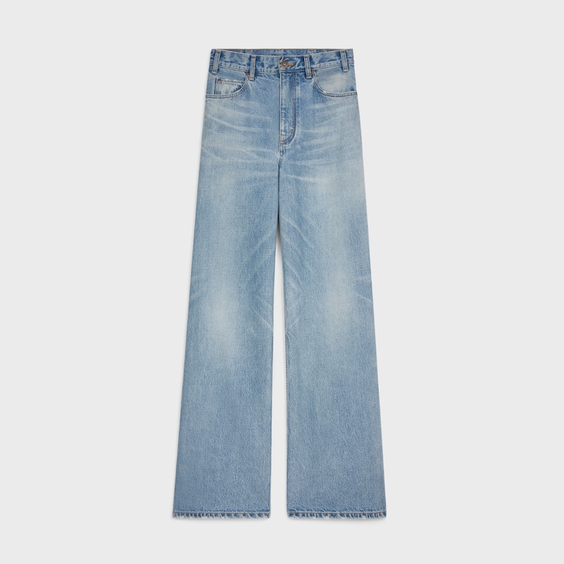 jeans da surf svasati in denim blu acciaio