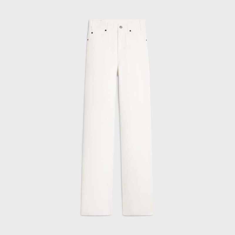 jeans da gattino in denim lavato bianco ottico