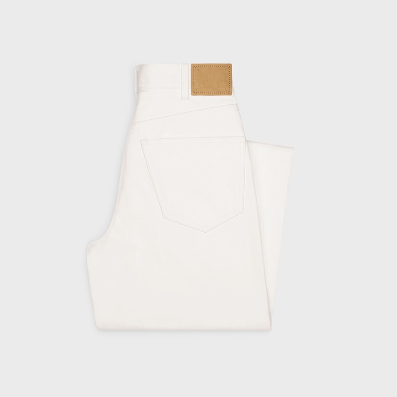 jeans da gattino in denim lavato bianco ottico