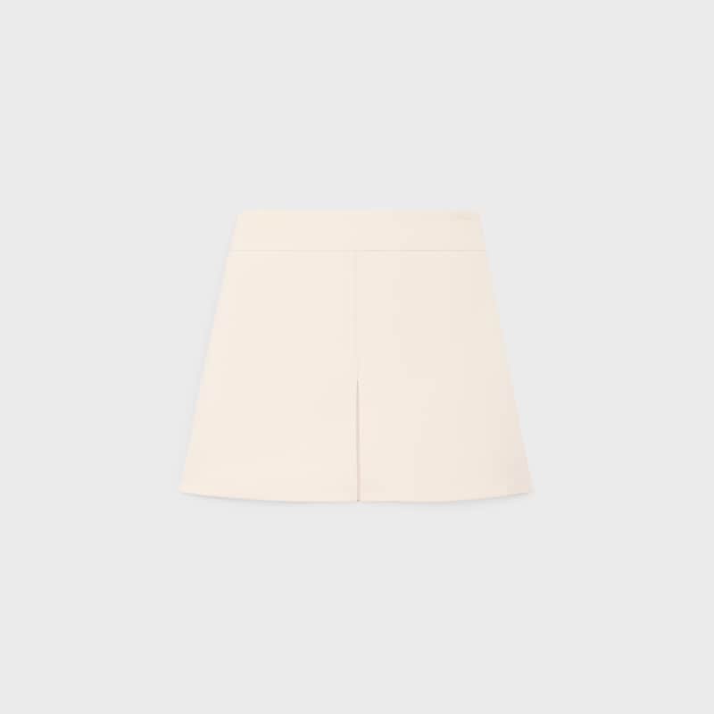 minigonna a trapezio in gabardine di lana e seta