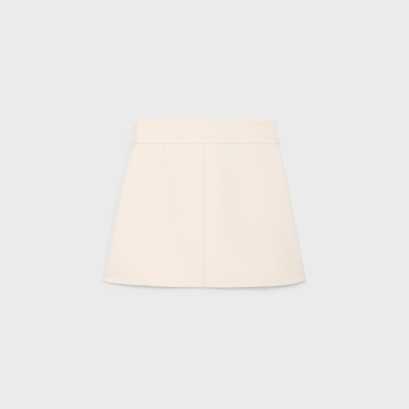 minigonna a trapezio in gabardine di lana e seta