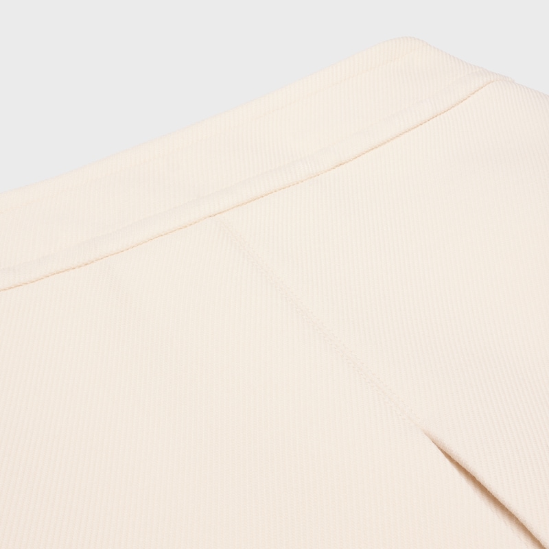minigonna a trapezio in gabardine di lana e seta