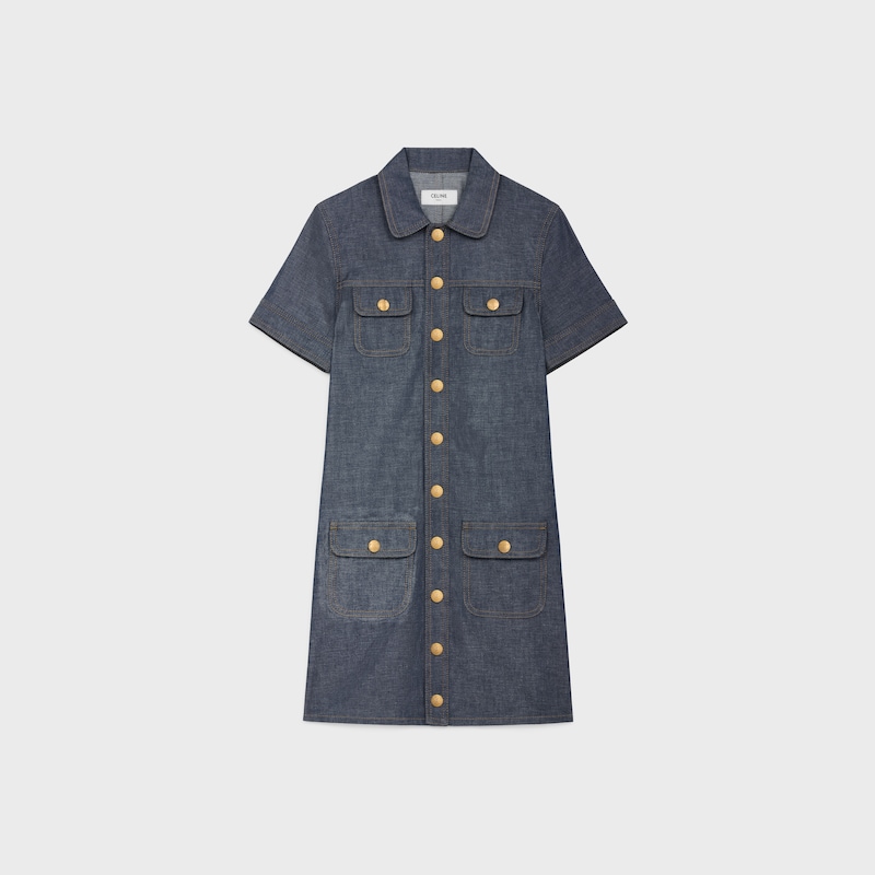 mini abito in denim lavato grezzo