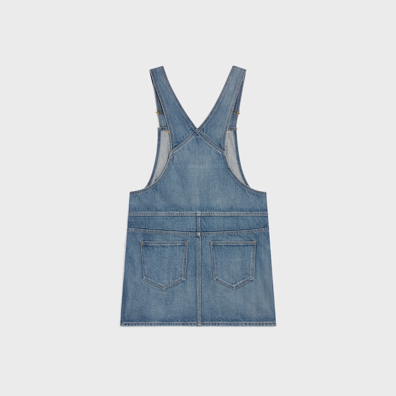 mini abito salopette in denim lavaggio union
