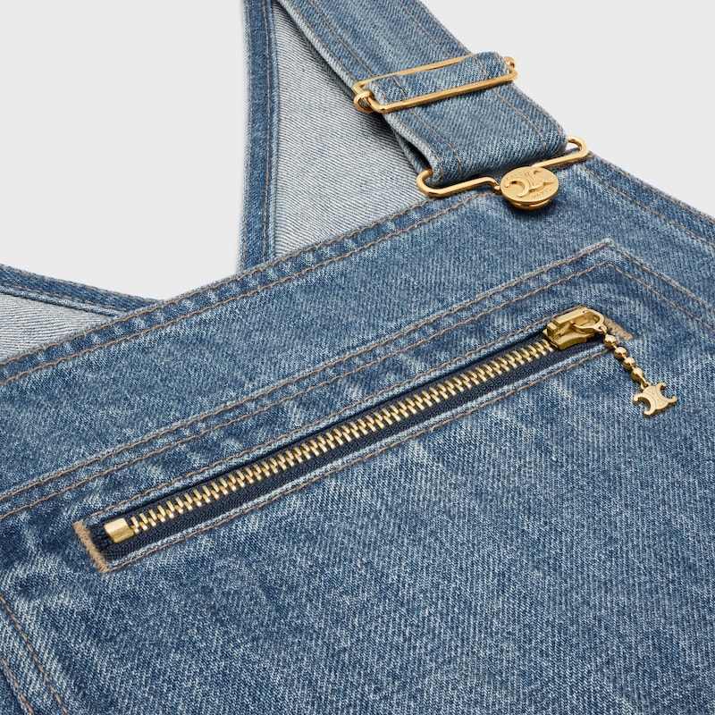 mini abito salopette in denim lavaggio union