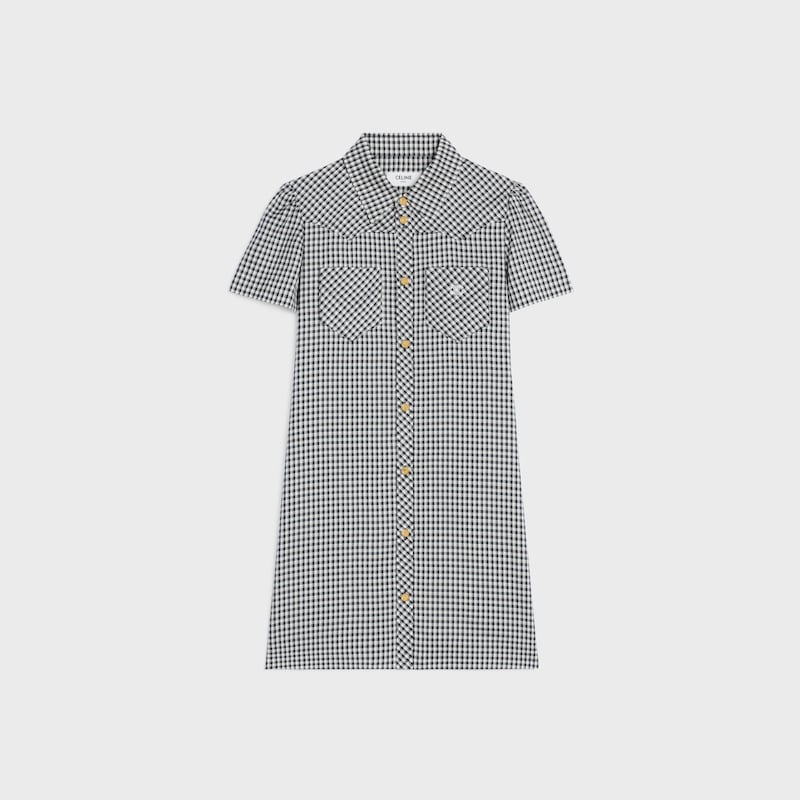 mini abito camicia in seta vichy