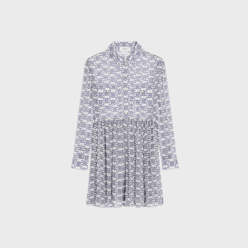 mini abito camicia in creponne di seta