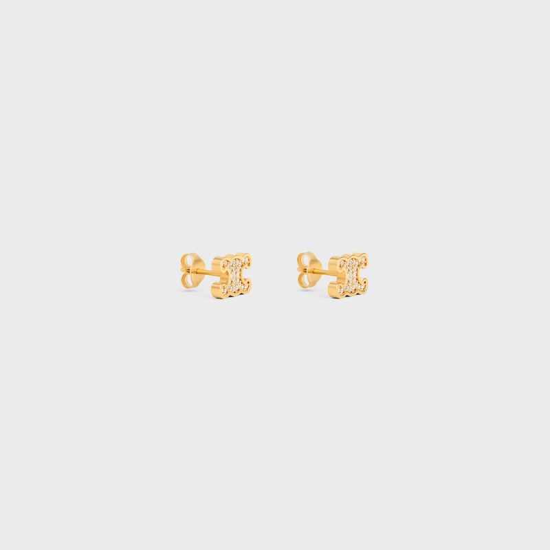 orecchini a bottone triomphe con strass in strass e ottone con finitura oro