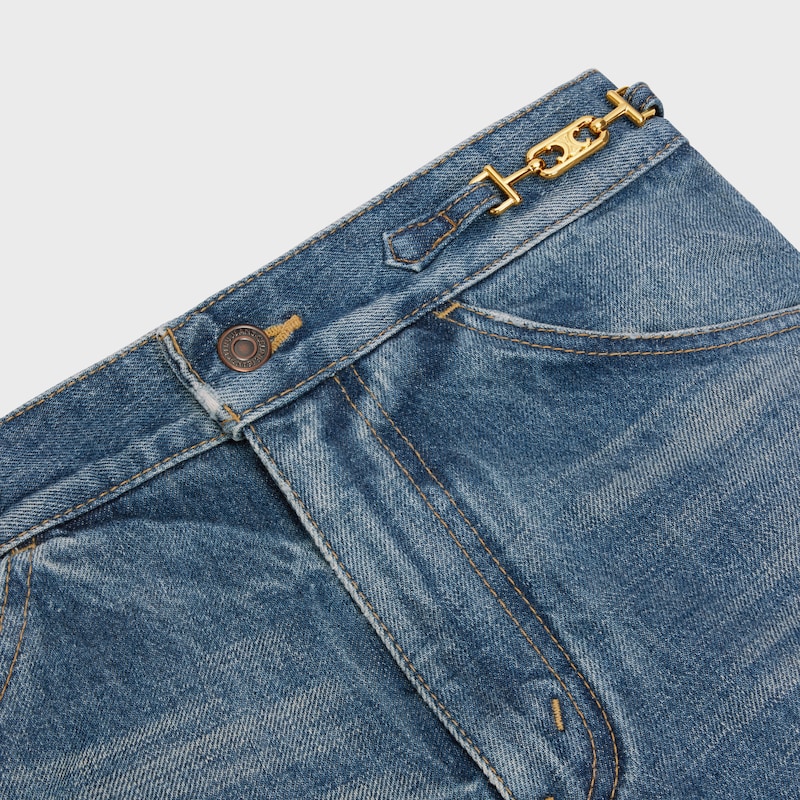 jeans dylan a zampa con firma in denim lavaggio union