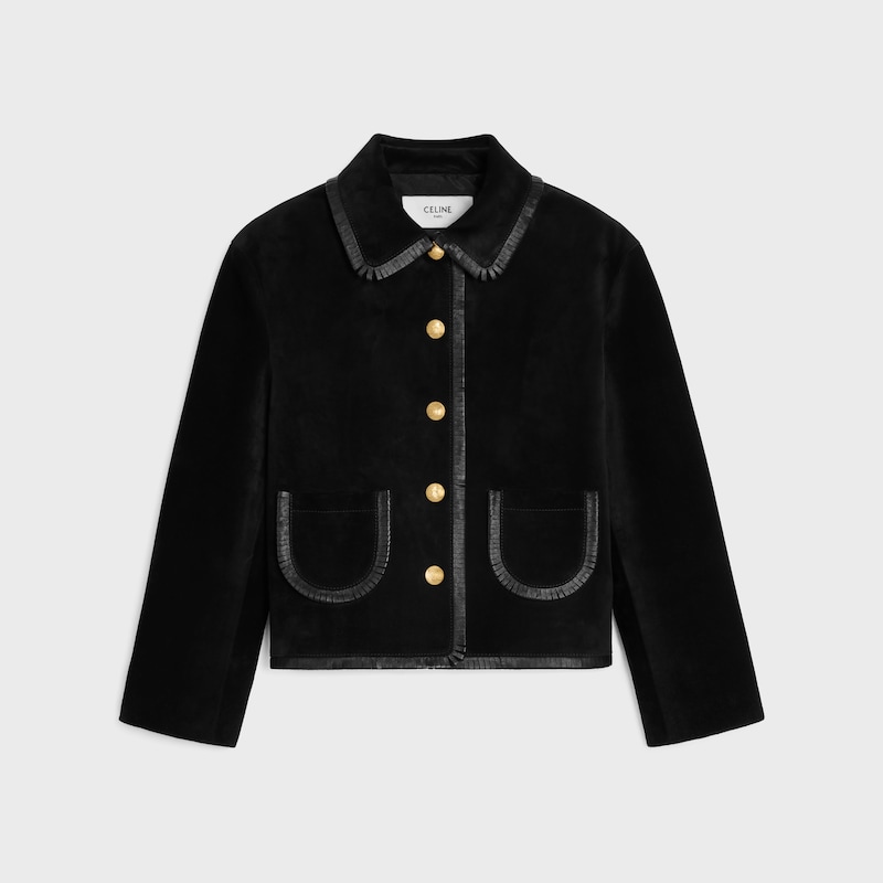 giacca blouson dritta in camoscio
