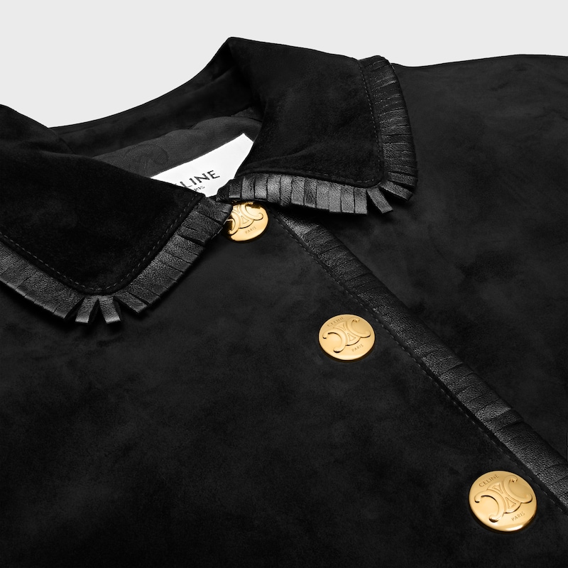 giacca blouson dritta in camoscio
