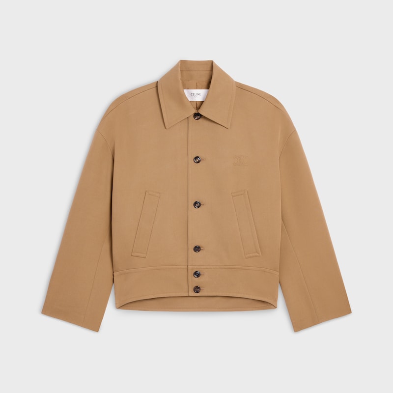 giacca in gabardine di cotone e lana