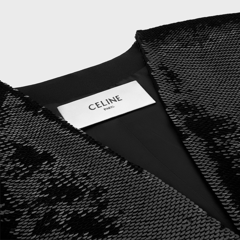 giacca bolero ricamata in gabardine di lana