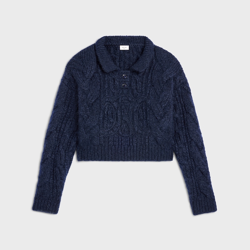 maglione in mohair e lana aran