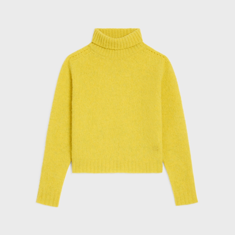 maglione a collo alto in lana shetland