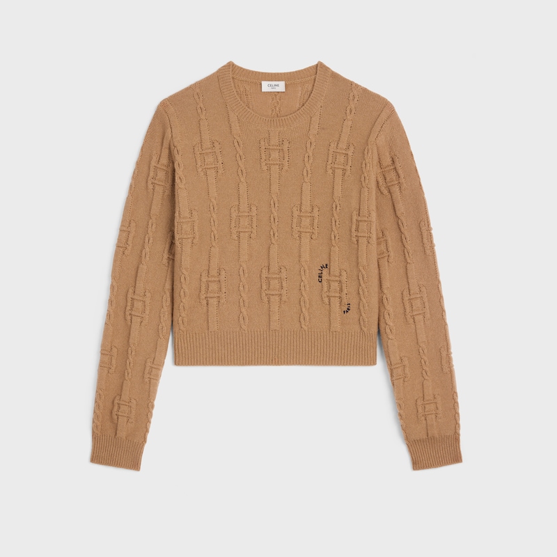 maglione girocollo in cashmere con catene