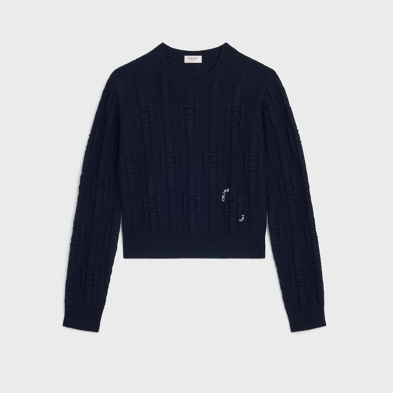 maglione girocollo in cashmere con catene
