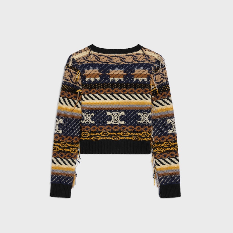 maglione con scollo a v in cashmere jacquard