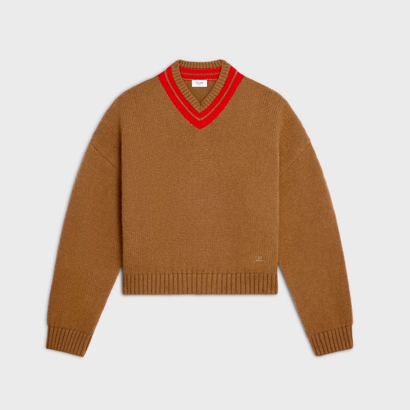 maglione con scollo a v in cashmere