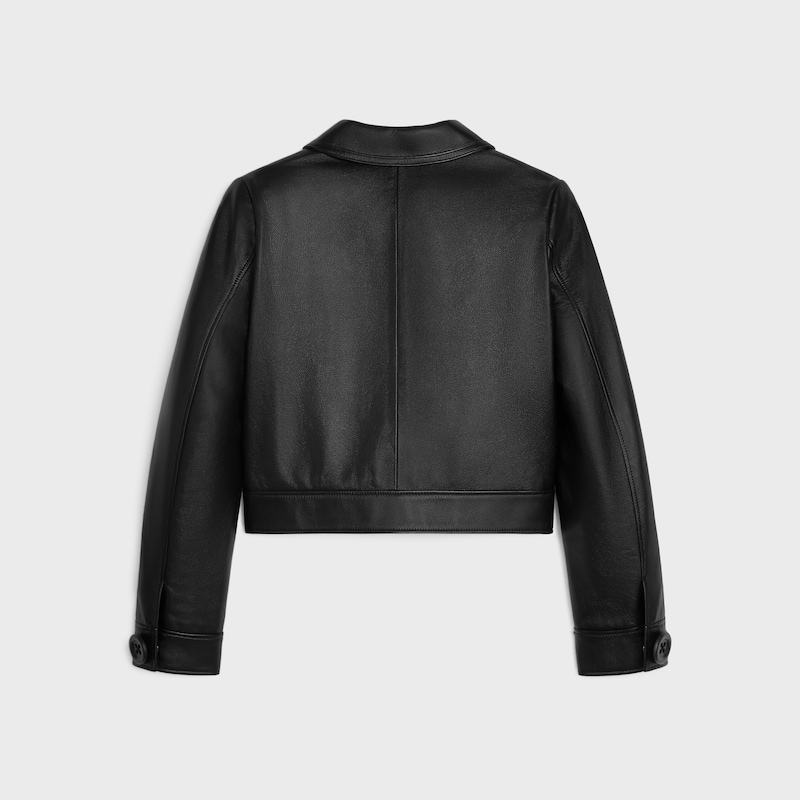 giacca blouson dritta in morbida pelle di agnello