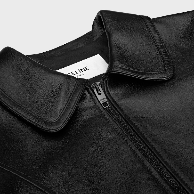 giacca blouson dritta in morbida pelle di agnello