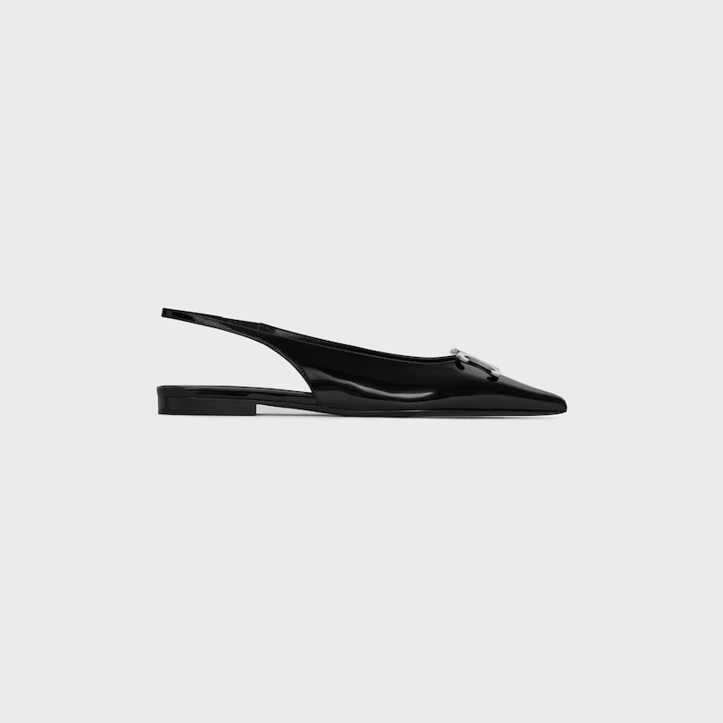 celine alma triomphe slingback piatta in pelle di vitello lucida