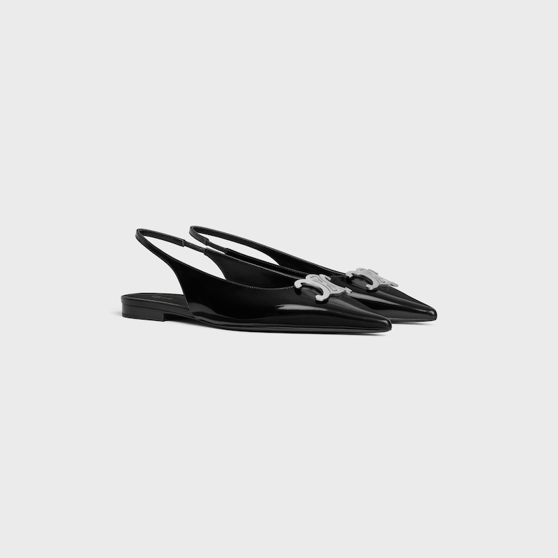 celine alma triomphe slingback piatta in pelle di vitello lucida