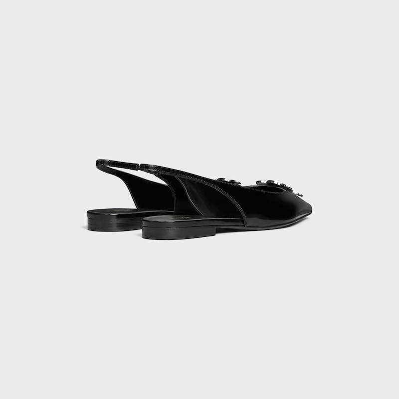 celine alma triomphe slingback piatta in pelle di vitello lucida