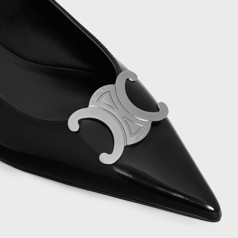 celine alma triomphe slingback piatta in pelle di vitello lucida