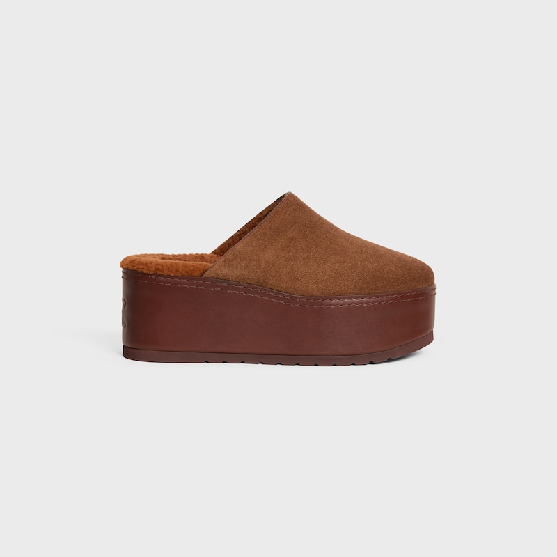 mule con zeppa celine dana in pelle di vitello scamosciata