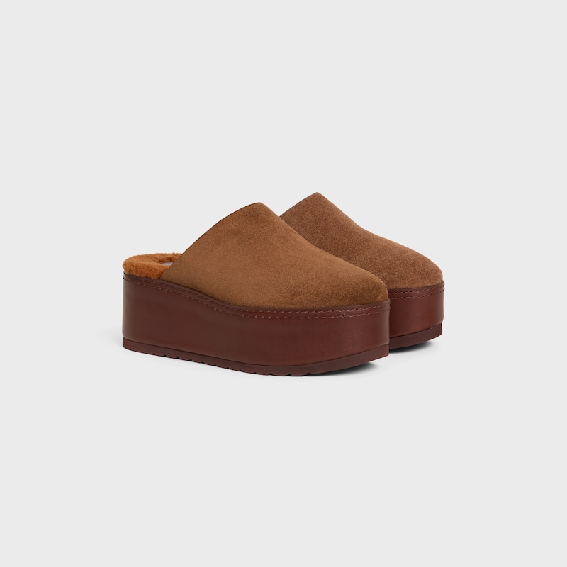 mule con zeppa celine dana in pelle di vitello scamosciata