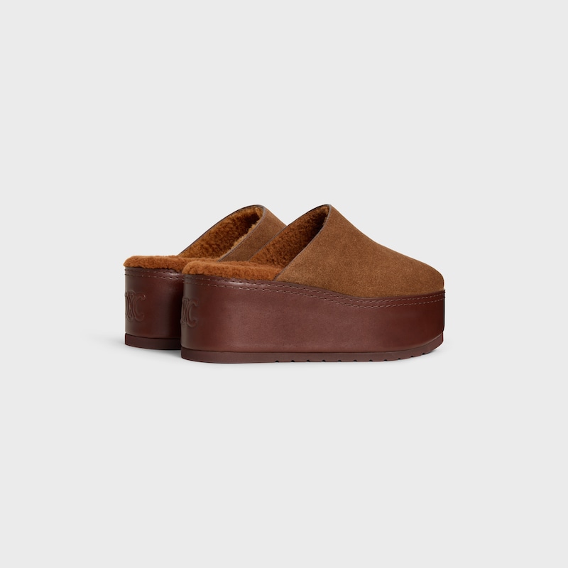 mule con zeppa celine dana in pelle di vitello scamosciata