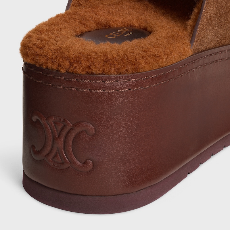 mule con zeppa celine dana in pelle di vitello scamosciata