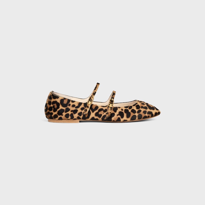 ballerina les ballerines celine con doppio cinturino in pelle di vitello pelliccia stampa leopardata