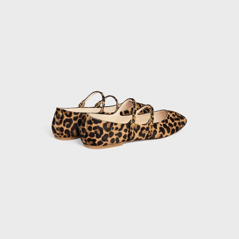 ballerina les ballerines celine con doppio cinturino in pelle di vitello pelliccia stampa leopardata