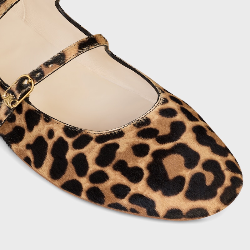ballerina les ballerines celine con doppio cinturino in pelle di vitello pelliccia stampa leopardata