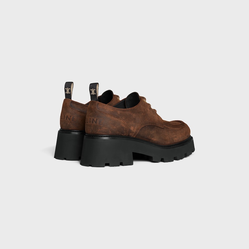 scarpe derbies celine triomphe in pelle di vitello scamosciata cerata