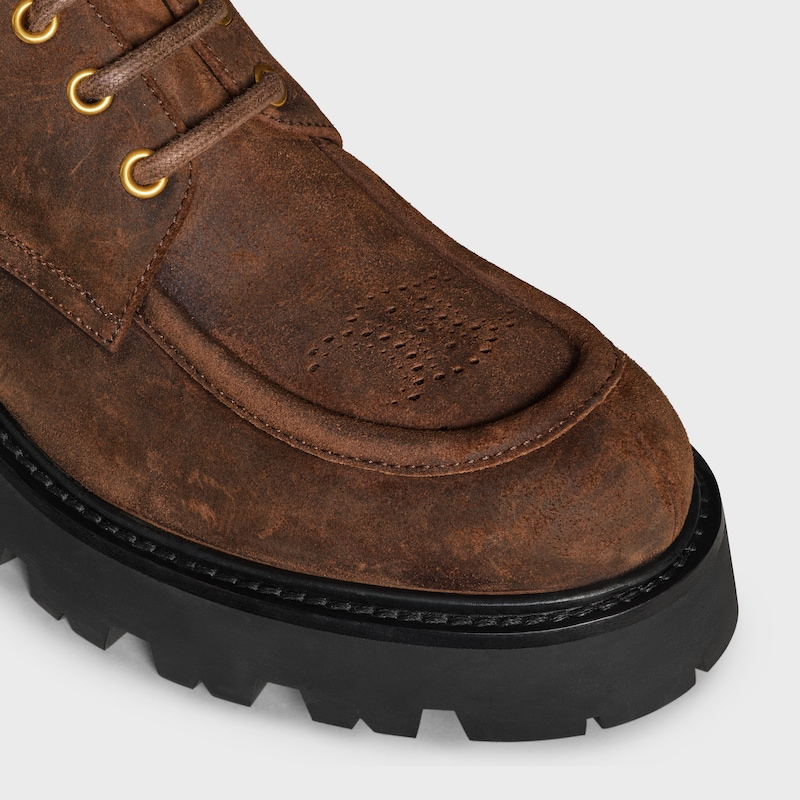 scarpe derbies celine triomphe in pelle di vitello scamosciata cerata