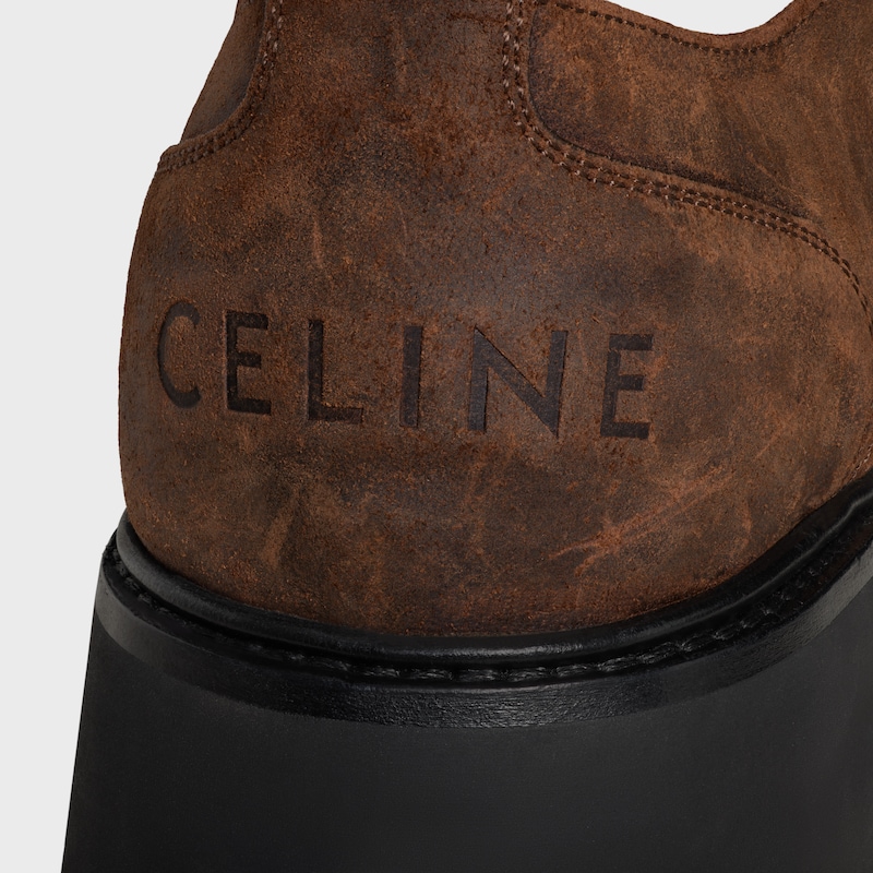 scarpe derbies celine triomphe in pelle di vitello scamosciata cerata