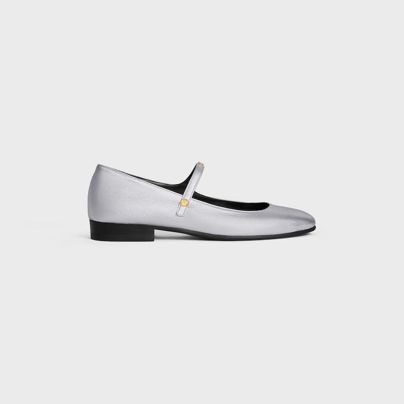 city - ballerina mary-jane in pelle di agnello laminata