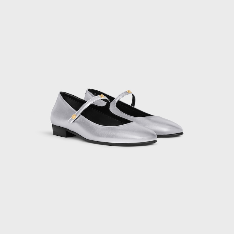 city - ballerina mary-jane in pelle di agnello laminata