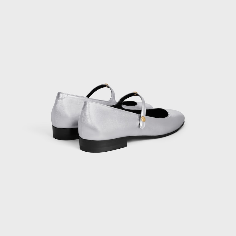 city - ballerina mary-jane in pelle di agnello laminata