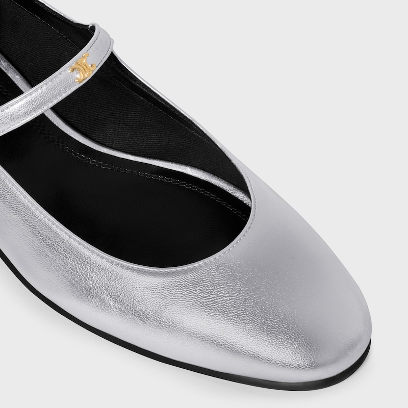 city - ballerina mary-jane in pelle di agnello laminata