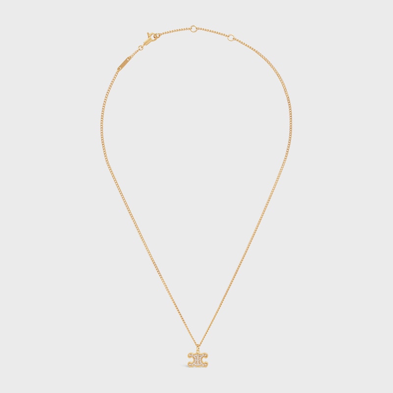 collana triomphe con strass in ottone con finitura oro e cristalli