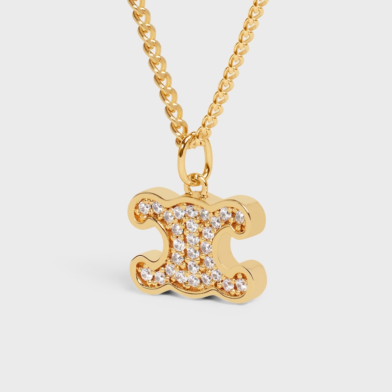 collana triomphe con strass in ottone con finitura oro e cristalli