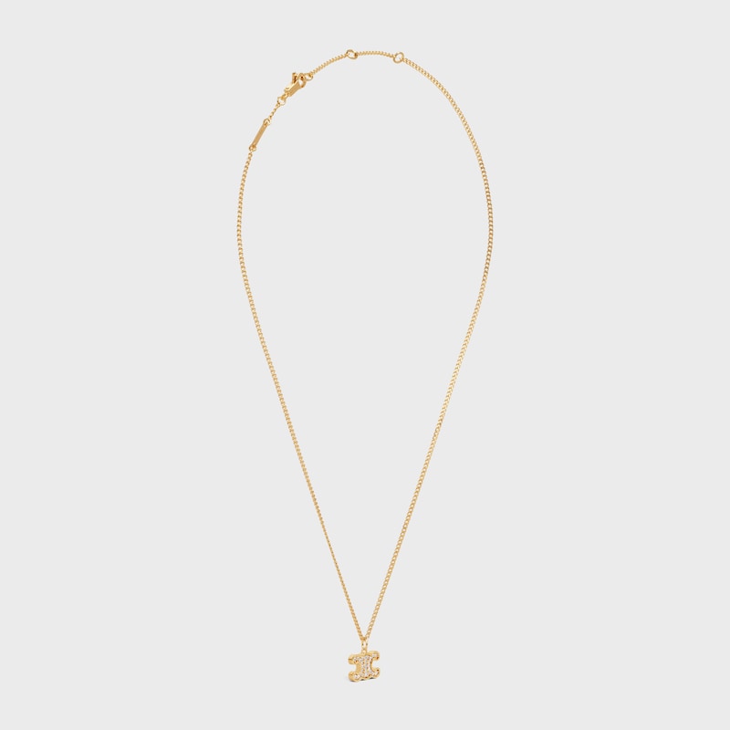 collana triomphe con strass in ottone con finitura oro e cristalli