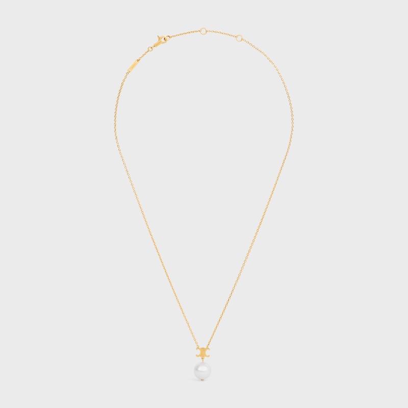 collana les perles celine in resina perla e ottone con finitura oro