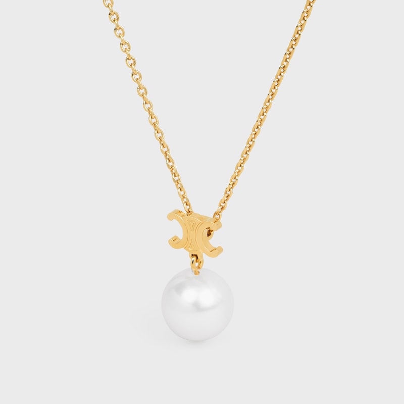 collana les perles celine in resina perla e ottone con finitura oro