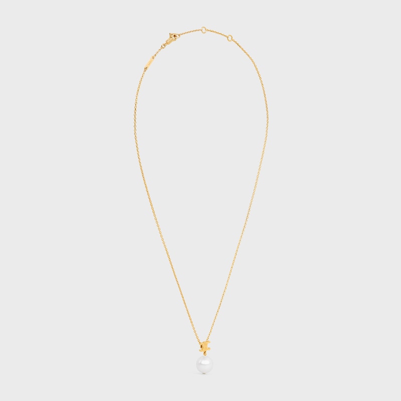 collana les perles celine in resina perla e ottone con finitura oro