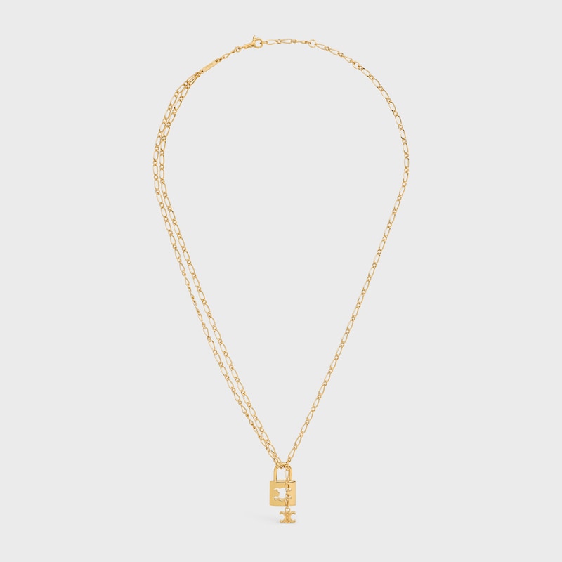 collana triomphe lock in ottone con finitura oro